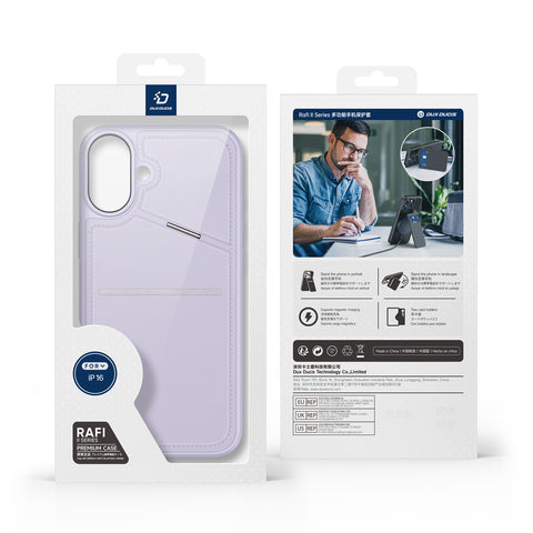 iPhone 16 phone purple case offering robust protection from daily wear and tear