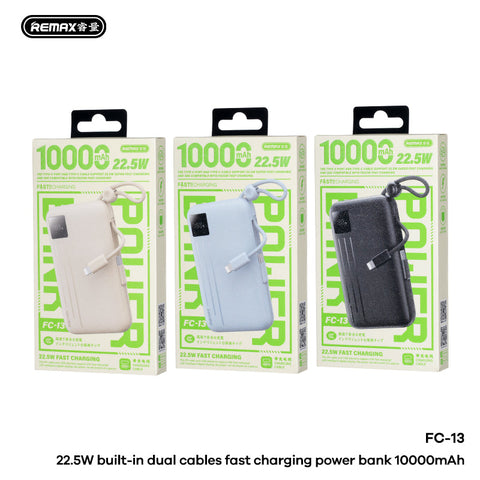 10000mAh Power Bank with Built In Type C & Lightning Cables