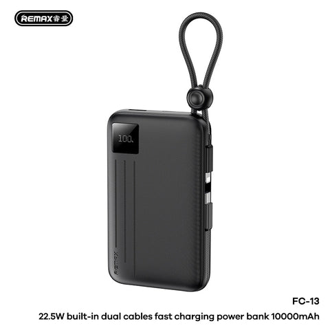 10000mAh Power Bank with Built In Type C & Lightning Cables