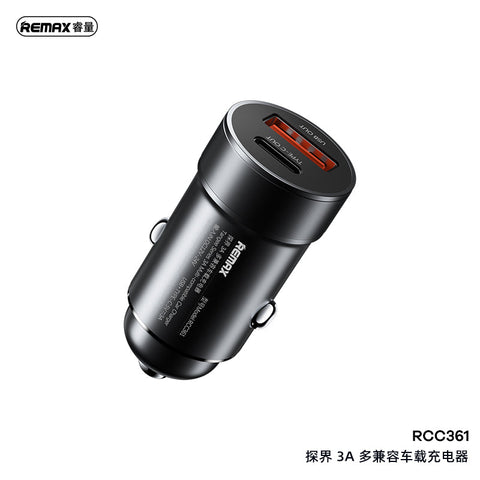 Dual Port Aluminium Car Charger 15W – USB & Type C