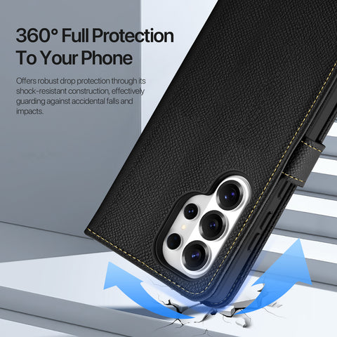Samsung Galaxy S26 Ultra 2-in-1 Detachable Leather Wallet Case - Black