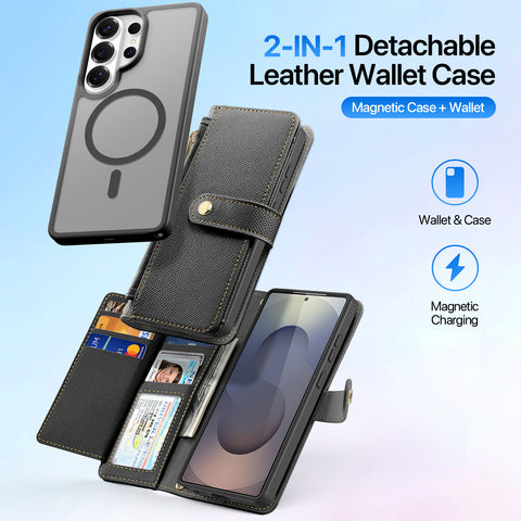 Samsung Galaxy S26 Ultra 2-in-1 Detachable Leather Wallet Case - Black