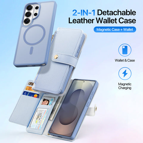 Samsung Galaxy S26 Ultra 2-in-1 Detachable Leather Wallet Case - Light Blue