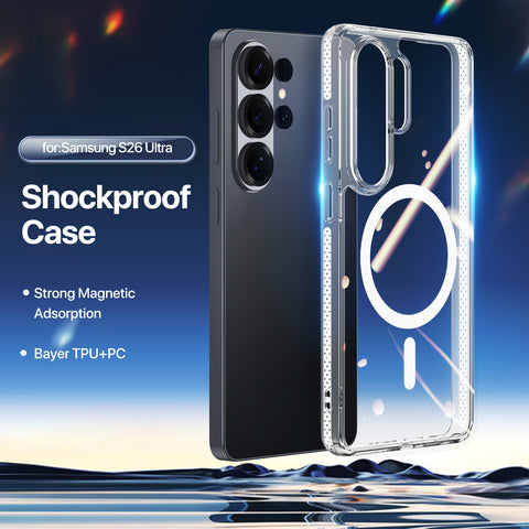 Samsung Galaxy S26 Ultra Crystal Clear Magnetic Case - Shockproof TPU + PC Shell