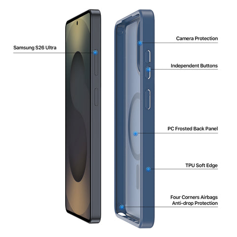 Samsung Galaxy S26 Ultra Magnetic Matte Case - Dark Blue