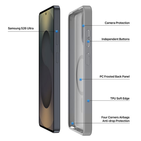 Samsung Galaxy S26 Ultra Magnetic Matte Case - Grey