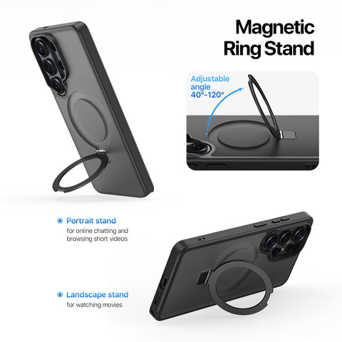 Samsung Galaxy S26 Ultra Magnetic Ring Case - Built-in View Stand - Black