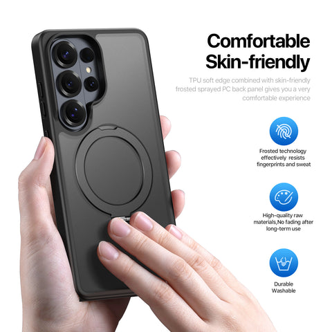 Samsung Galaxy S26 Ultra Magnetic Ring Case - Built-in View Stand - Black