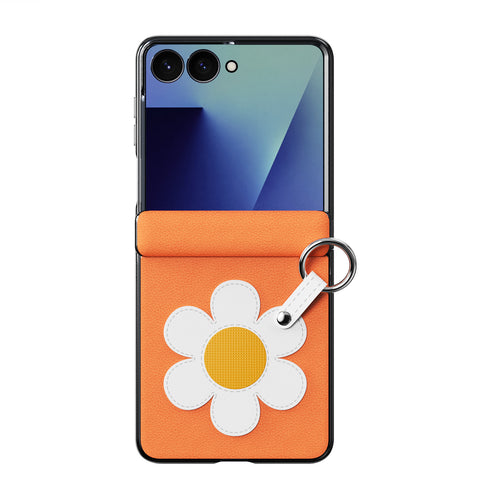 Samsung Galaxy Z Flip8 Daisy Flower Case with Ring Holder & Wrist Strap