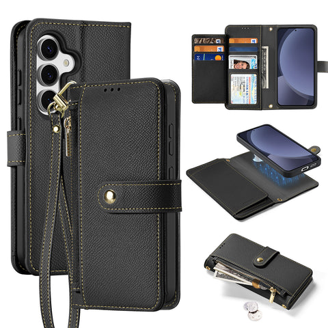 Samsung S25 2-in-1 Detachable Leather Wallet Case - Black