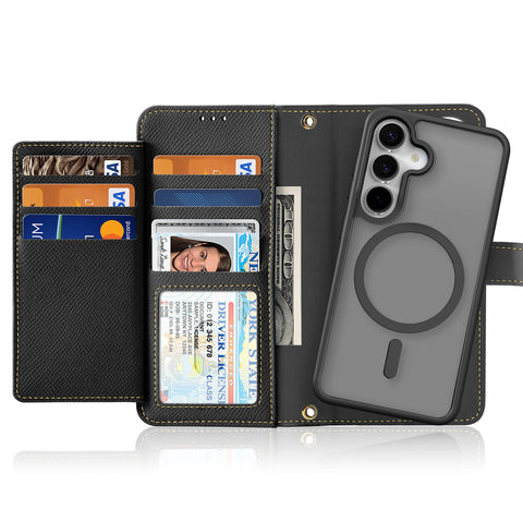 Samsung S25 2-in-1 Detachable Leather Wallet Case - Black