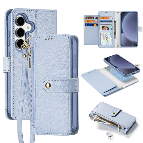 Samsung S25 2-in-1 Detachable Leather Wallet Case - Light Blue