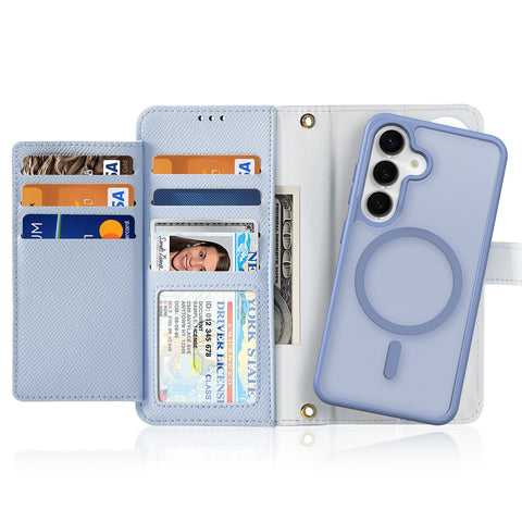 Samsung S25 2-in-1 Detachable Leather Wallet Case - Light Blue