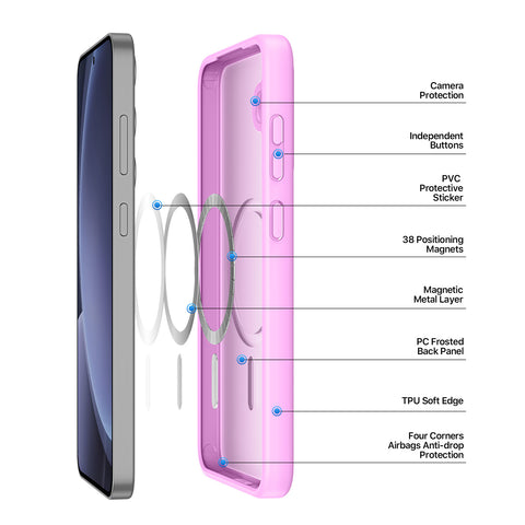 Samsung S25 Plus Frosted Magnetic Phone Cover - Pink