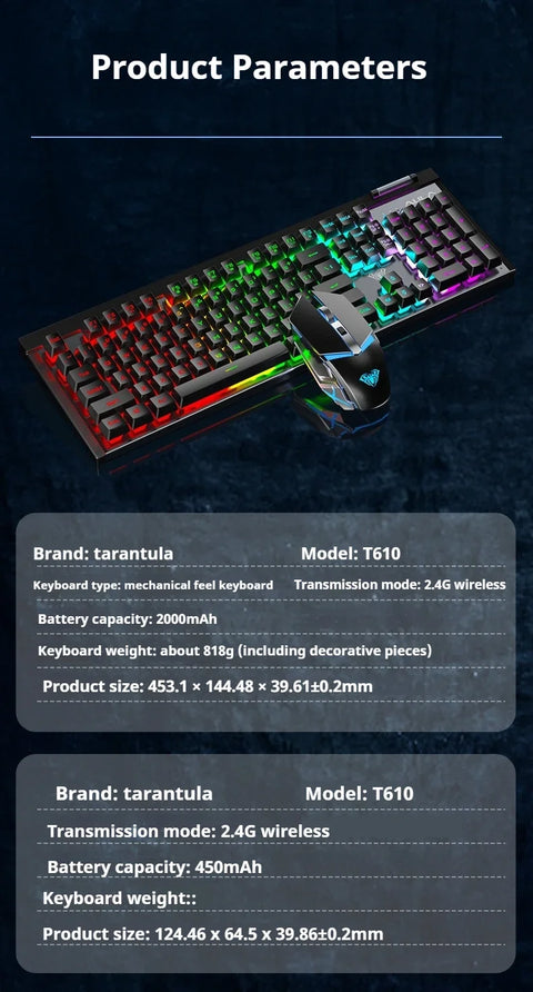AULA T610 Wireless 2.4G Gaming Keyboard & Mouse Combo Black