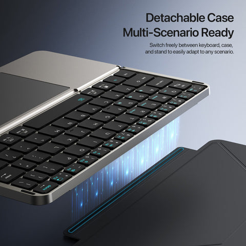 Foldable Bluetooth Keyboard — Touchpad, Tablet Stand, 3-Device Switch