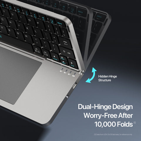 Foldable Bluetooth Keyboard — Touchpad, Tablet Stand, 3-Device Switch