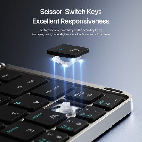 Foldable Bluetooth Keyboard — Touchpad, Tablet Stand, 3-Device Switch