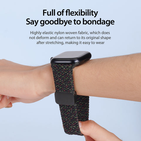 Stretchable Nylon Apple Watch Band - Black Unity