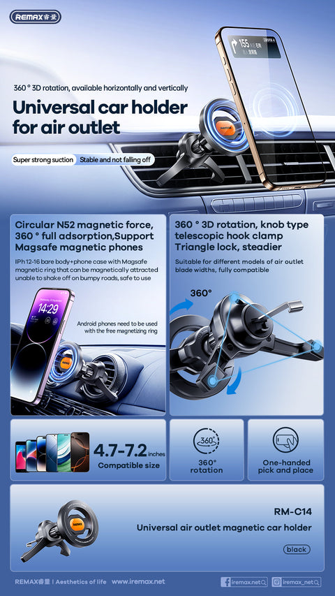 MagSafe Car Vent Phone Holder – N52 Magnetic Mount