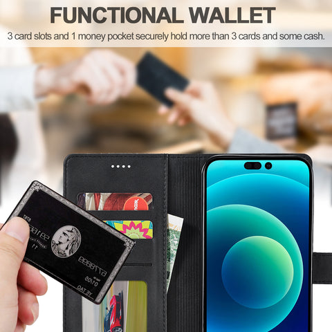 Stylish iPhone 14 wallet case with card storage