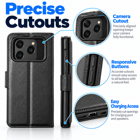Wallet Phone Case for iPhone 18 to 12 Series, iPhone Folio Phone Cover