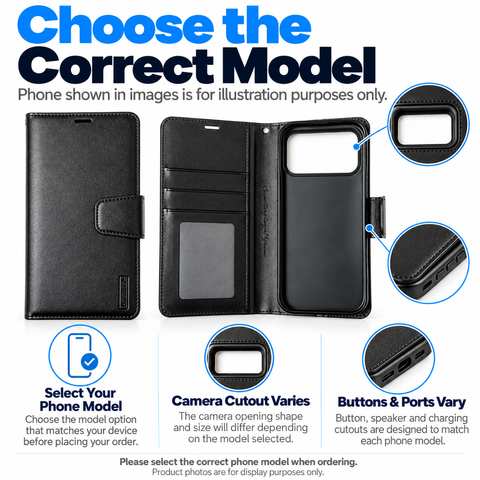 Wallet Phone Case for iPhone 18 to 12 Series, iPhone Folio Phone Cover