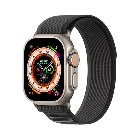 Woven Nylon Apple Watch Band - Black/Grey