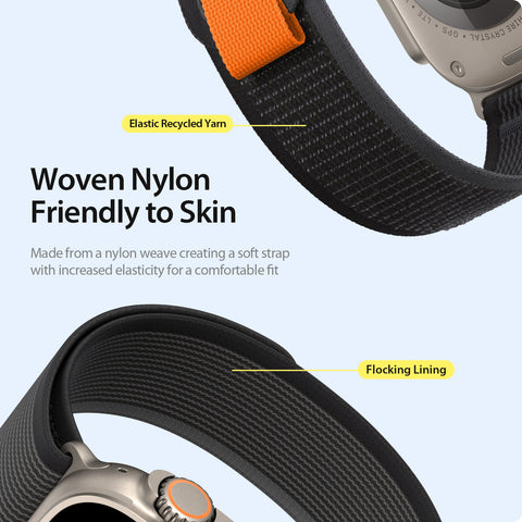 Woven Nylon Apple Watch Band - Black/Grey