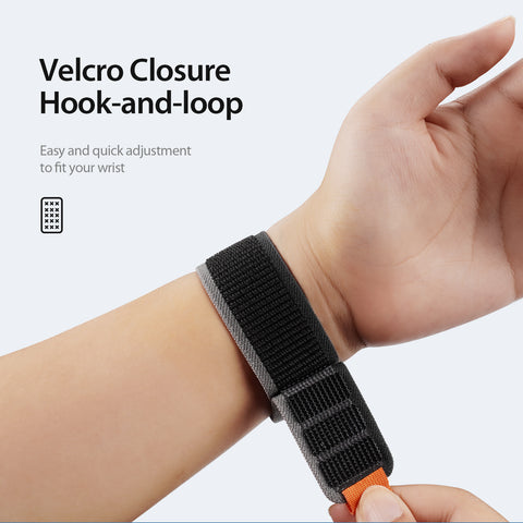 Woven Nylon Apple Watch Band - Black/Grey