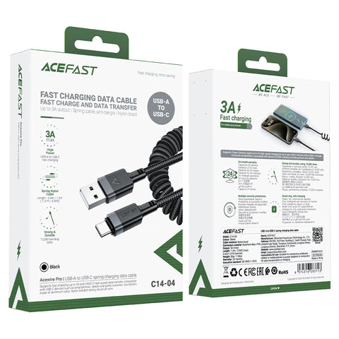 USB-A to Type-C Coiled Cable 1.2M
