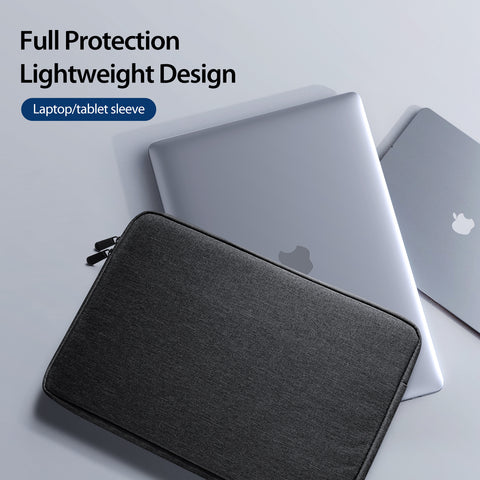 Black 13-inch laptop sleeve with rustproof metal zipper.