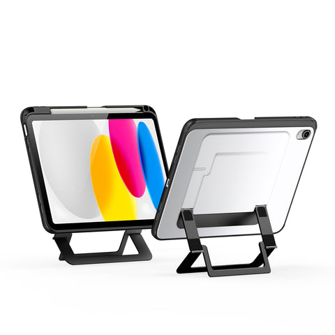 iPad 10th / 11th Gen Case with Adjustable Kickstand, Frosted Back & Pencil Holder – Black