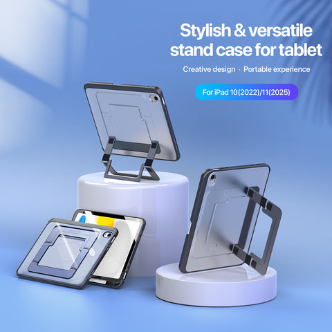 iPad 10th / 11th Gen Case with Adjustable Kickstand, Frosted Back & Pencil Holder – Black