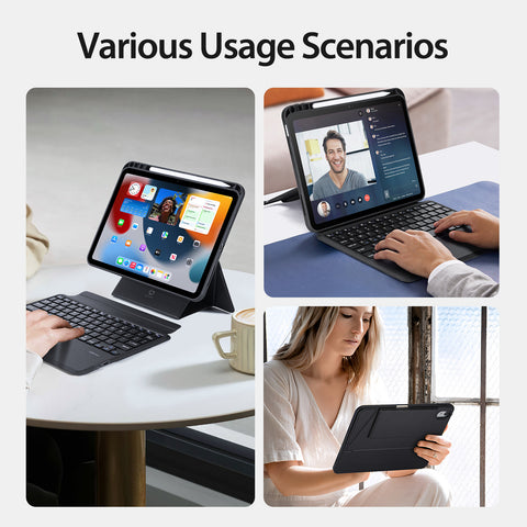 iPad 10th Gen 2022 / 11th Gen 2025 Backlit Keyboard Case with Multi-Touch Trackpad – Black