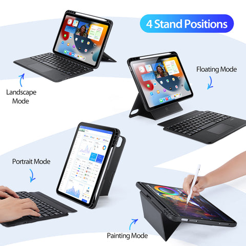 iPad 10th Gen 2022 / 11th Gen 2025 Backlit Keyboard Case with Multi-Touch Trackpad – Black