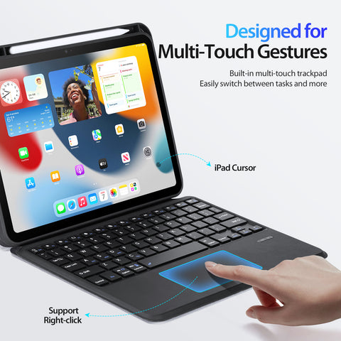 iPad 10th Gen 2022 / 11th Gen 2025 Backlit Keyboard Case with Multi-Touch Trackpad – Black