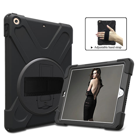 Drop-proof black case with rotating kickstand for iPad 5th/6th gen.