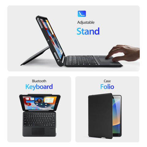 iPad 7/8/9 10.2 Inch / Air 3 Keyboard Case with Backlit Keys & Trackpad – Black
