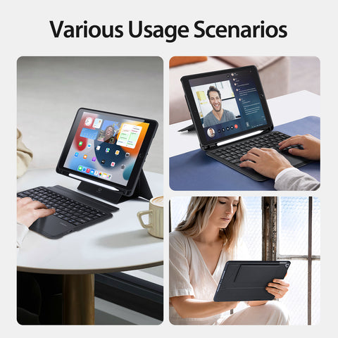 iPad 7/8/9 10.2 Inch / Air 3 Keyboard Case with Backlit Keys & Trackpad – Black