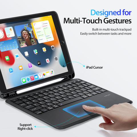 iPad 7/8/9 10.2 Inch / Air 3 Keyboard Case with Backlit Keys & Trackpad – Black
