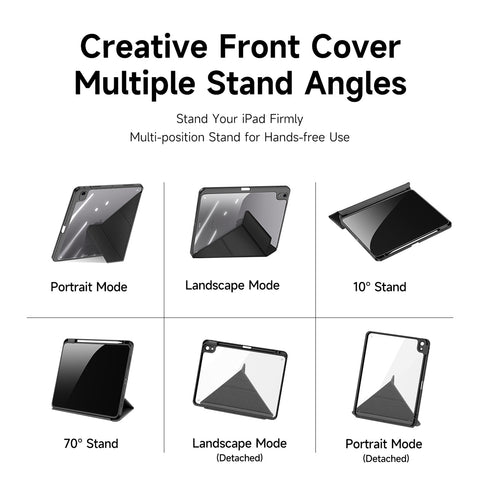 iPad Air 11-inch (2024/2025/2026) Folio Stand Case with Magnetic Cover - Black