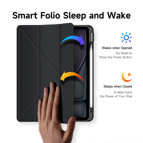 iPad Air 11-inch (2024/2025/2026) Folio Stand Case with Magnetic Cover - Black