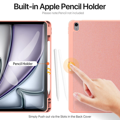 iPad Air 13 Case – Pink Case with Smart Cover and Pencil Holder