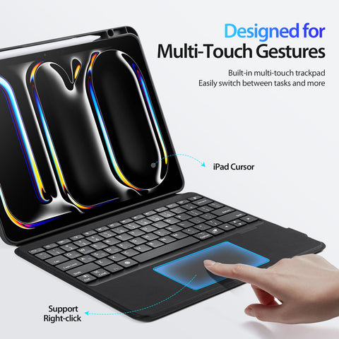 iPad Air 13 2024-2026 Backlit Keyboard Case with Precision Trackpad & 4 Stand Modes – Black