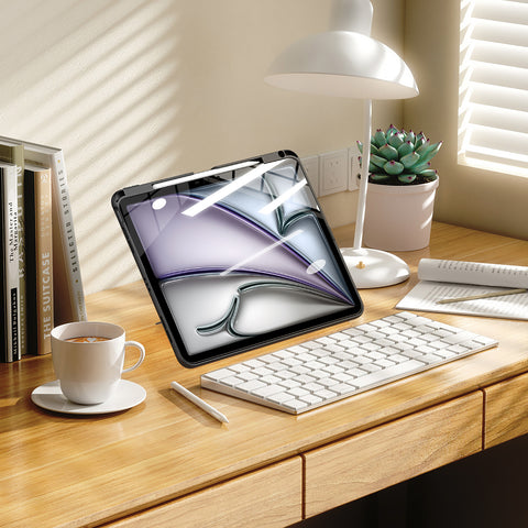 iPad Air 13 2024-2026 Case with Multi-Angle Built-in Stand & Pencil Holder – Black