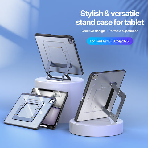 iPad Air 13 2024-2026 Case with Multi-Angle Built-in Stand & Pencil Holder – Black