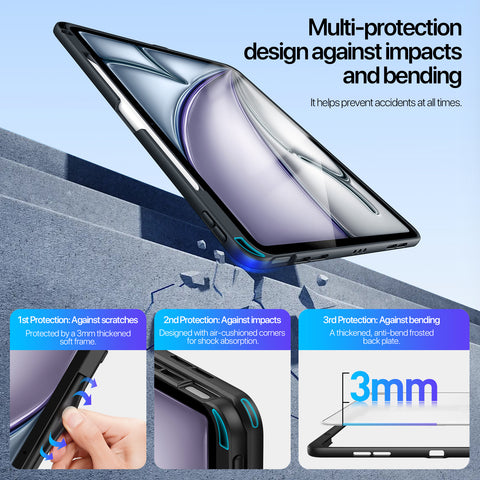 iPad Air 13 2024-2026 Case with Multi-Angle Built-in Stand & Pencil Holder – Black