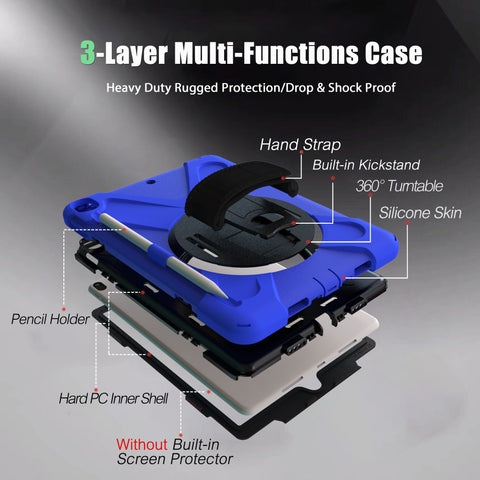 Three-layer shock protection for iPad Pro 2nd generation 10.5-inch case, blue.