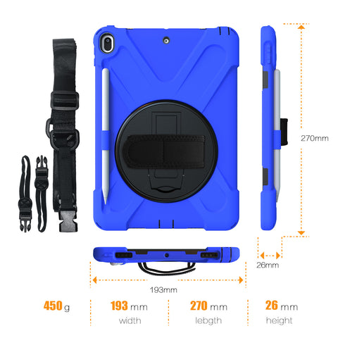 Improved grip with adjustable strap for blue iPad Pro 2nd generation 10.5-inch case.